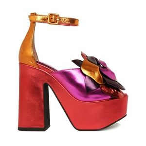 NEW Jeffrey Campbell Candice Platform Shoes Bright Metallic Flower Rose 8